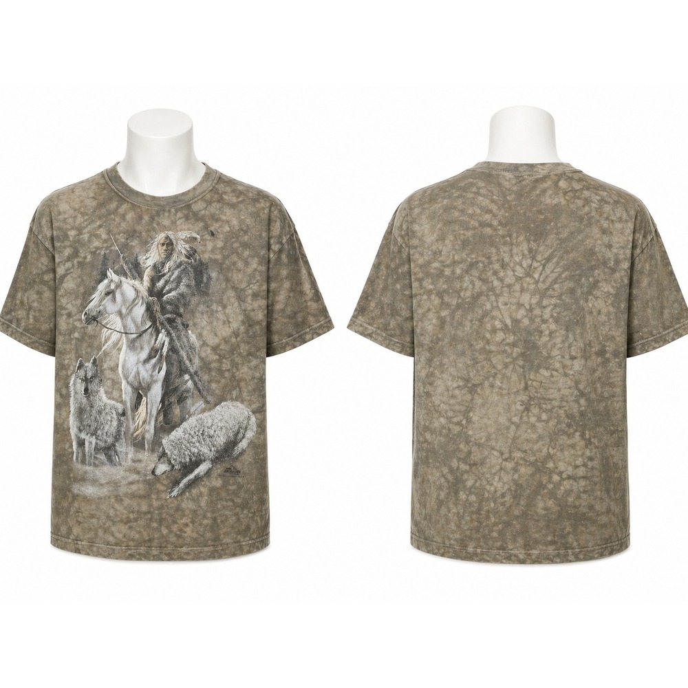 Vintage 2001 The Mountain Native American Wolf T-Shirt Mens‎ XL Tie Dye Y2K